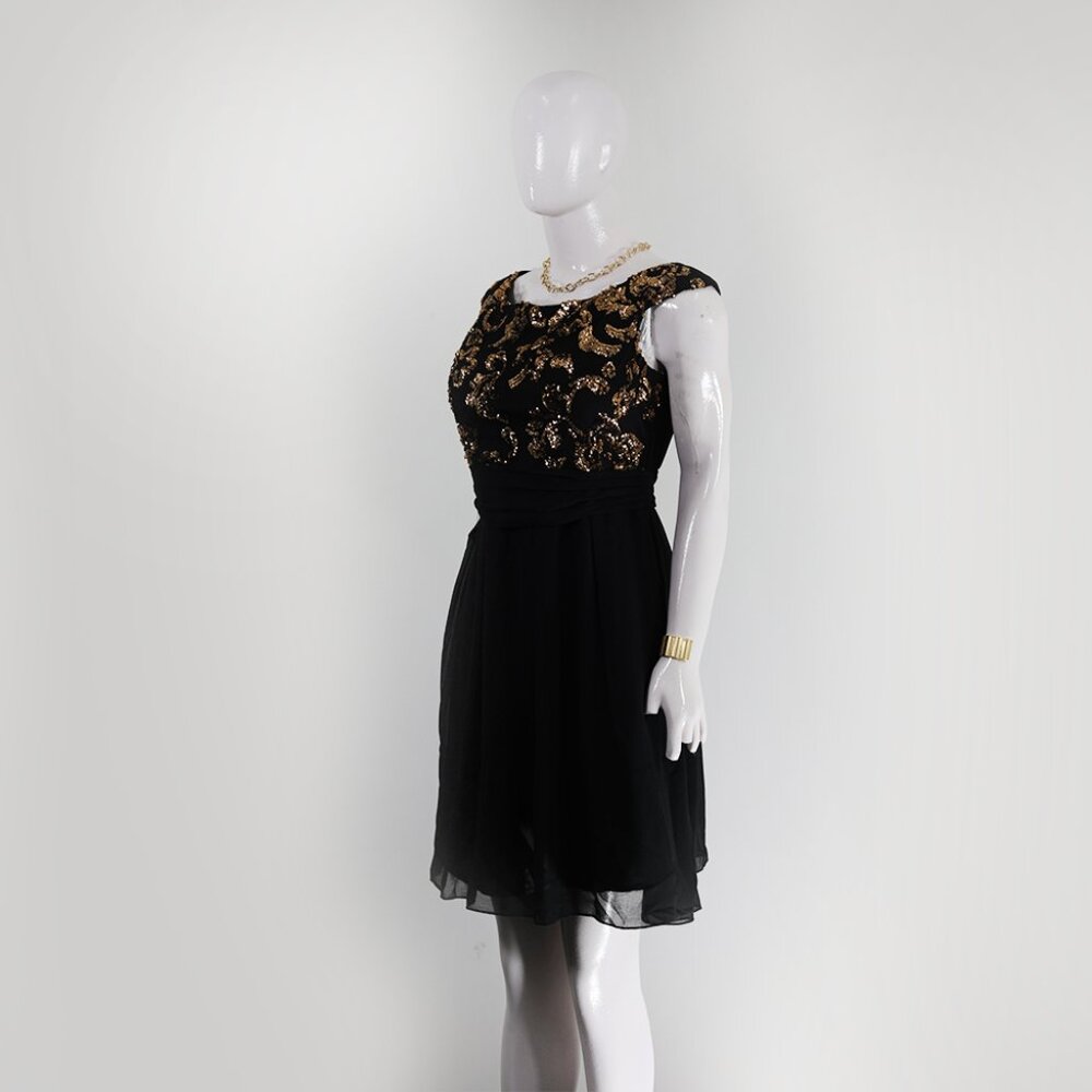 Glam Black & Gold Sequin Party Dress 🌟 Little Mistress - Picture 2 of 5